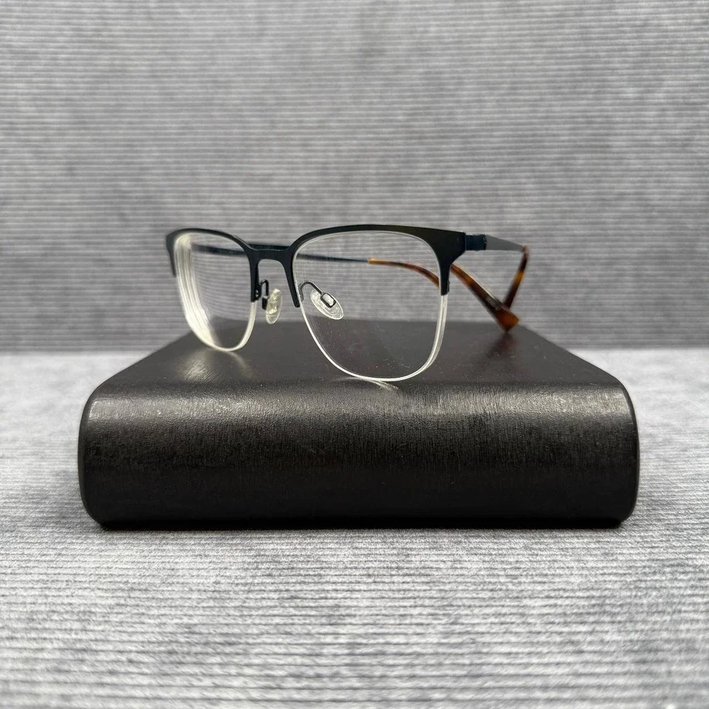 Warby Parker Wallis W 2550 Navy Blue Tortoise Eyeglasses 53-20-145 Semi-Rimless